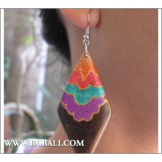 Bali Handmade Woods Earring Painted